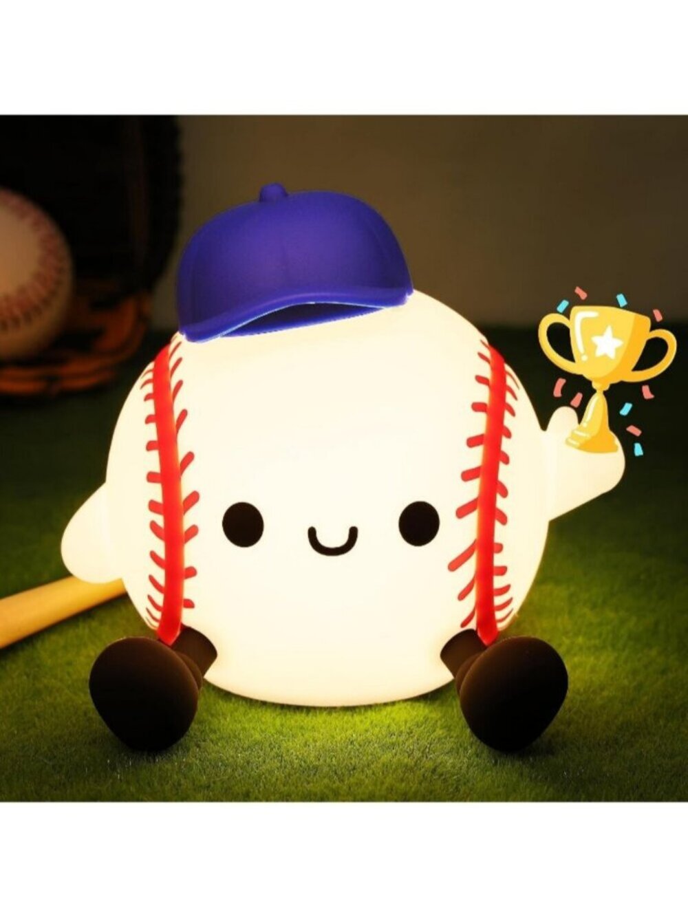 Baseball Night Light Silicone Touch Control Lamp with Timer & Brightness Lamp